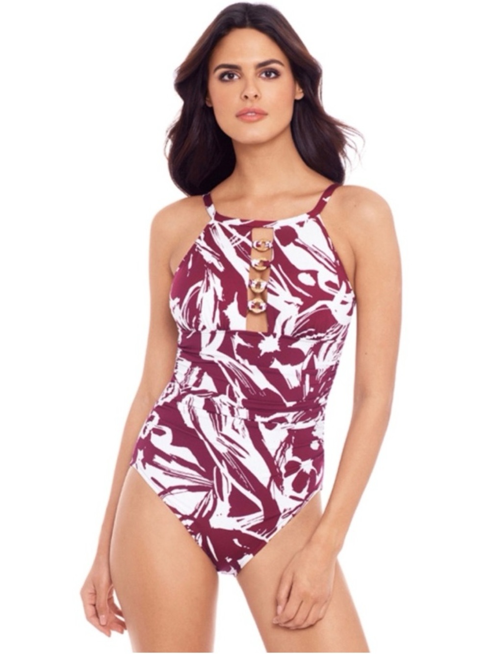 NWT Magicsuit Slimming Impressionist Poppy High Neck one piece swimsuit